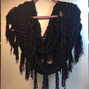 C.C. Black knit loop shawl infinity scarf wrap